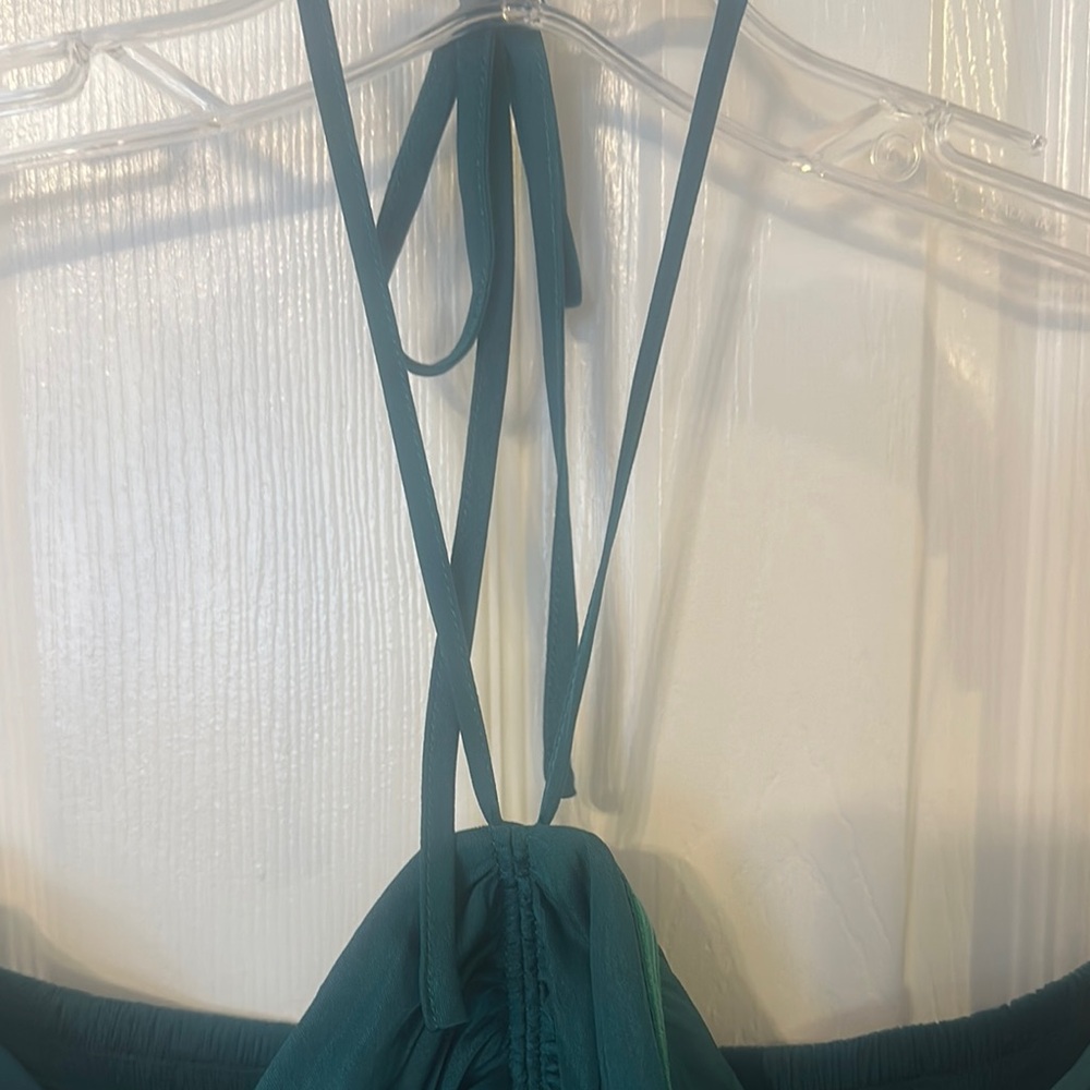 WHBM NWT Elegant Teal Strapless Dress with halter tie option. - Picture 7 of 11